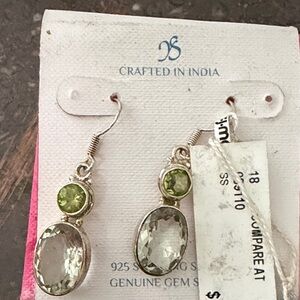 Elegant Silver Earrings with Green Gemstones